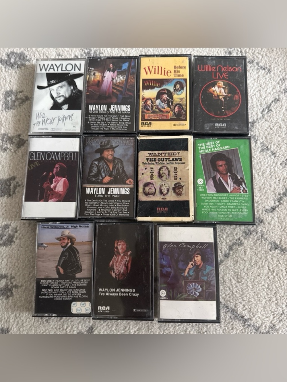 Waylon Jennings Willie Nelson Hank Jr Merle 11 Cassette Lot Outlaw Country Music